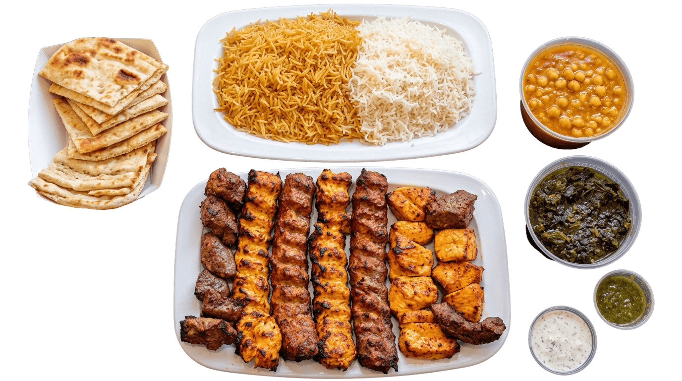 Family-style kabob platter for catering